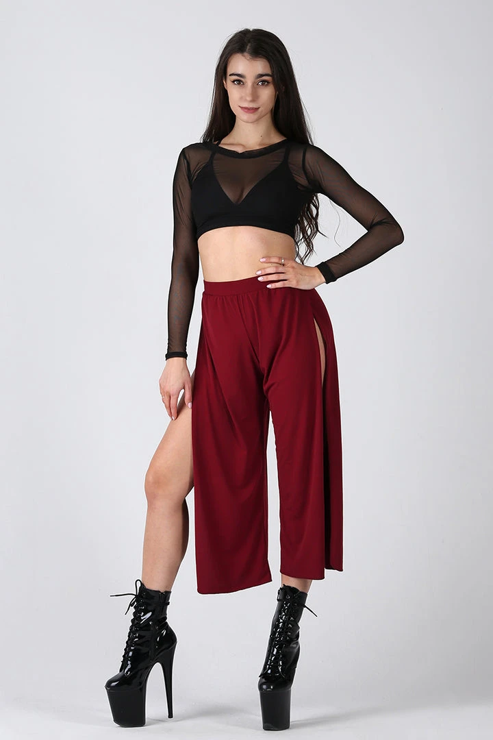 Outlet 🥰 Back In Stock REV ACTIV Sensual Flow Pants (with Leg Slit) - Wine 😀 2 Back In Stock REV ACTIV Sensual Flow Pants (with Leg Slit) - Wine