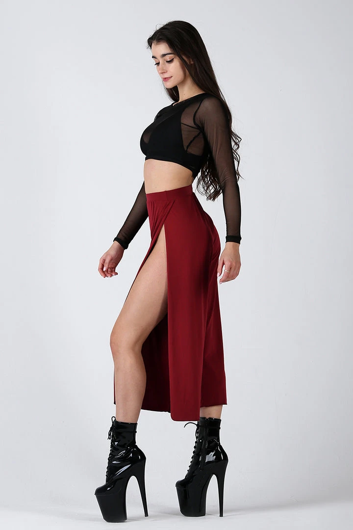 Outlet 🥰 Back In Stock REV ACTIV Sensual Flow Pants (with Leg Slit) - Wine 😀 3 Back In Stock REV ACTIV Sensual Flow Pants (with Leg Slit) - Wine