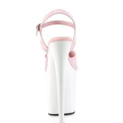 New In Pleaser USA Flamingo-809 8inch Pleasers - Patent Baby Pink/White