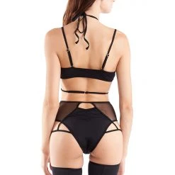 Hamade Activewear High Waisted Mesh Garter Bottoms - Black