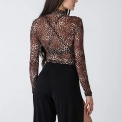 REV ACTIV Wild Leopard Long Sleeved Crop Top All Pole Wear